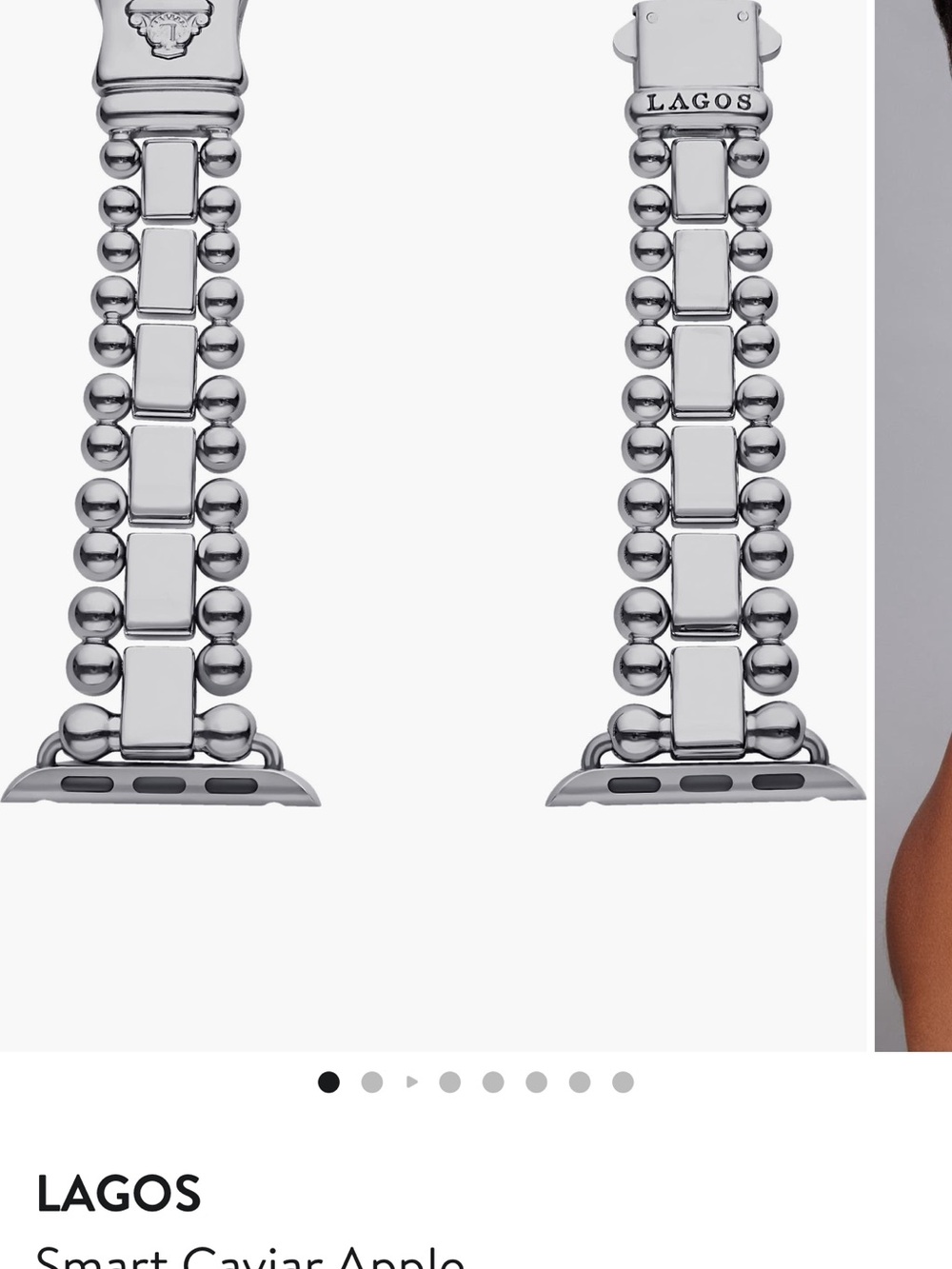 Lagos Caviar Apple Watch Band in stainless steel. - Picture 6 of 6